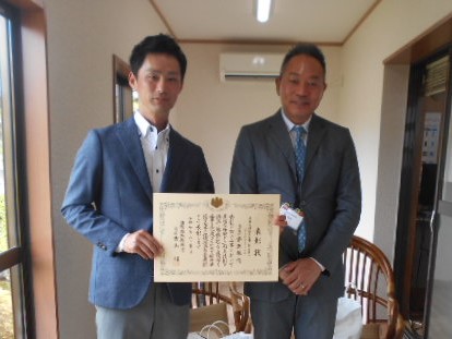 表彰受賞者の(株)斎藤組　明石常務取締役